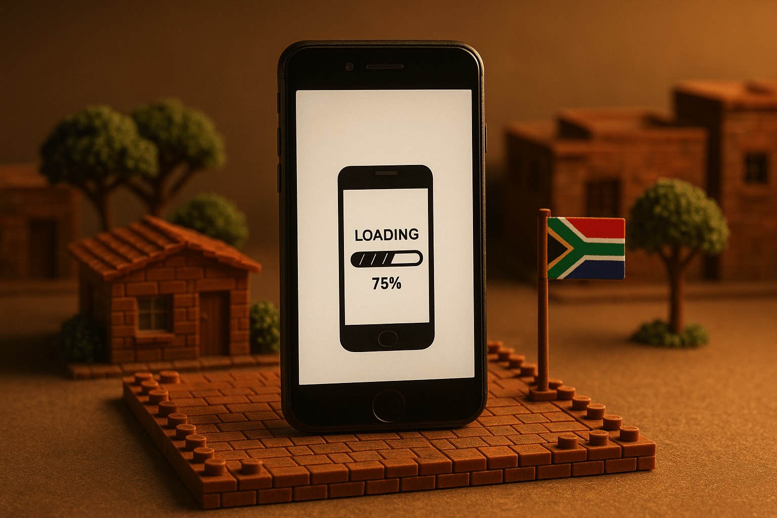 A Smartphone Displaying A Loading Progress Bar, Symbolizing Slow Internet Connectivity In South Africa