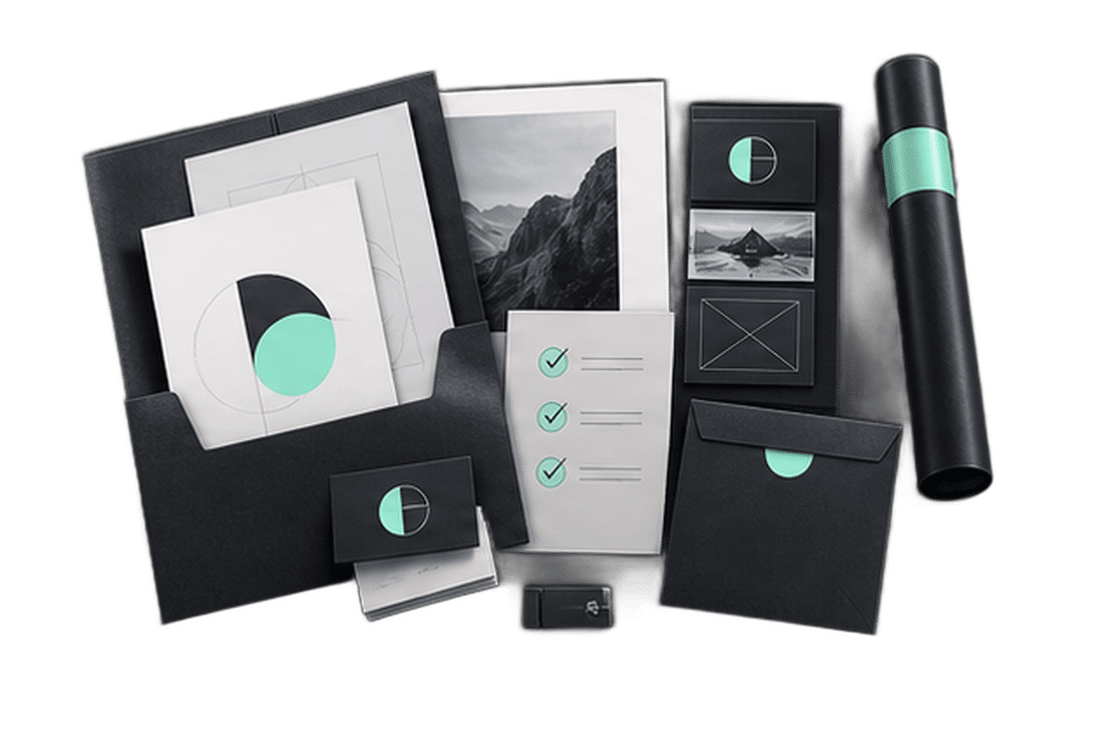 Illustration of A creative scope folder with print formats, brand assets and delivery specifications