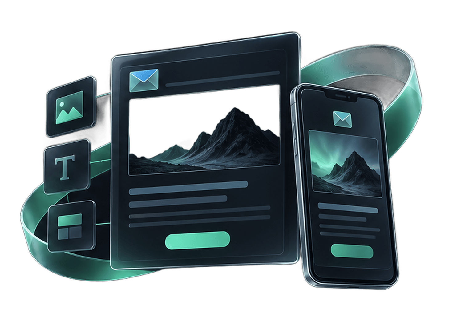 Email marketing: Content and design illustration