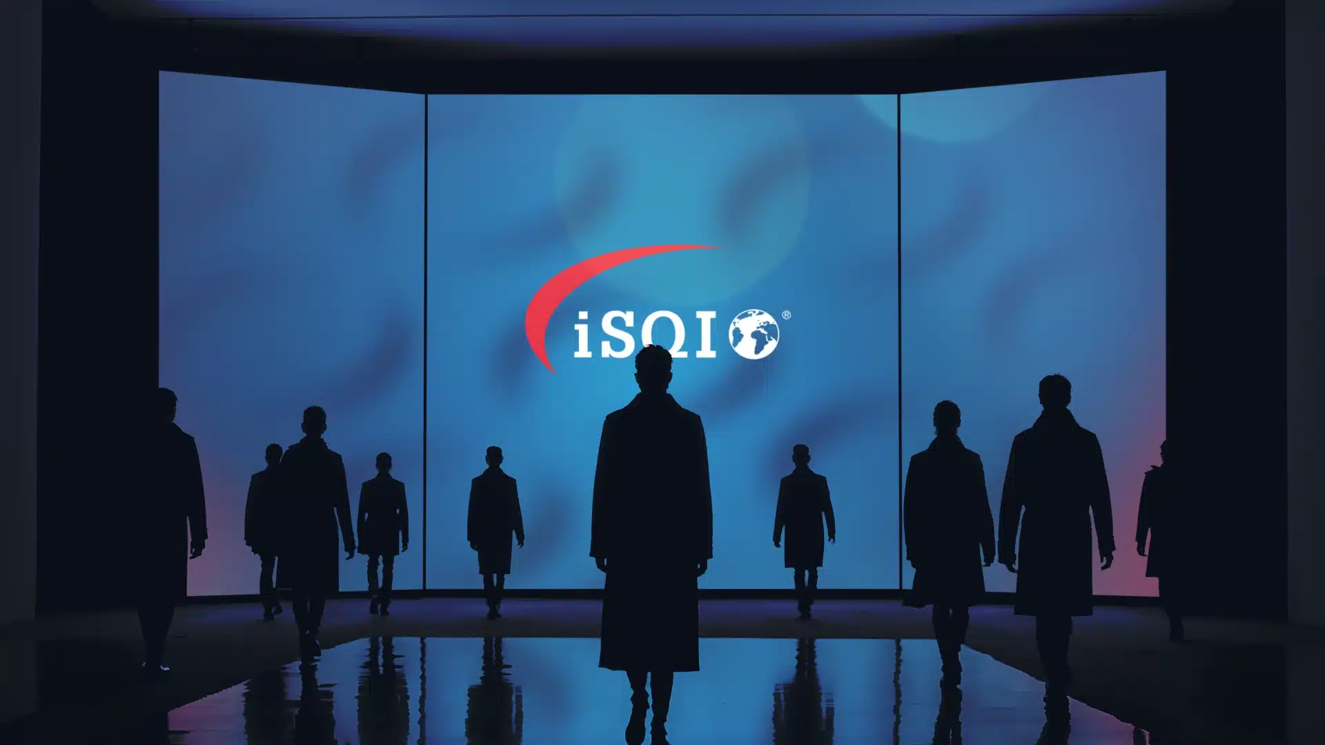 iSQI event-screen design visualised in a large exhibition space