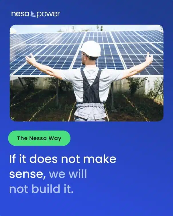Nesa Power social design featuring solar panels, work in progress.