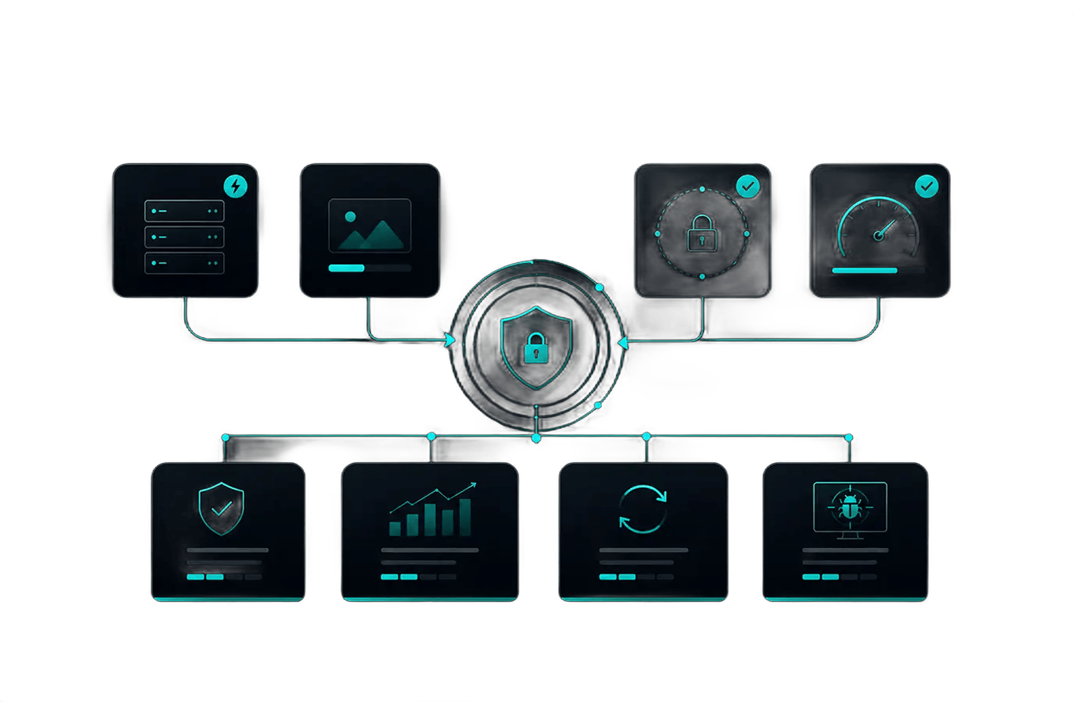 Website security, maintenance and performance illustration