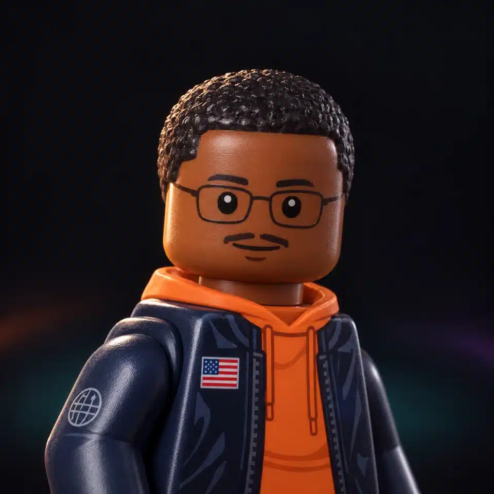 Zamile Mzi, Graphic Designer at Geeklab, as a toy figure